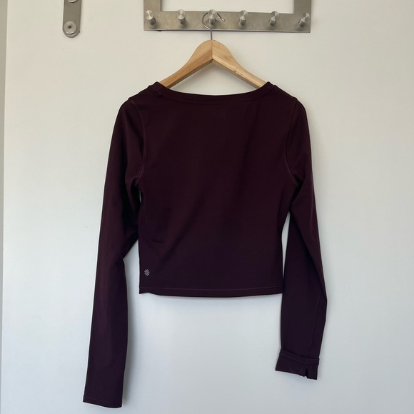 💙 Athleta Shanti Long Sleeve Scoop Neck Crop Top - Size M, Antique Burgundy - Picture 5 of 8